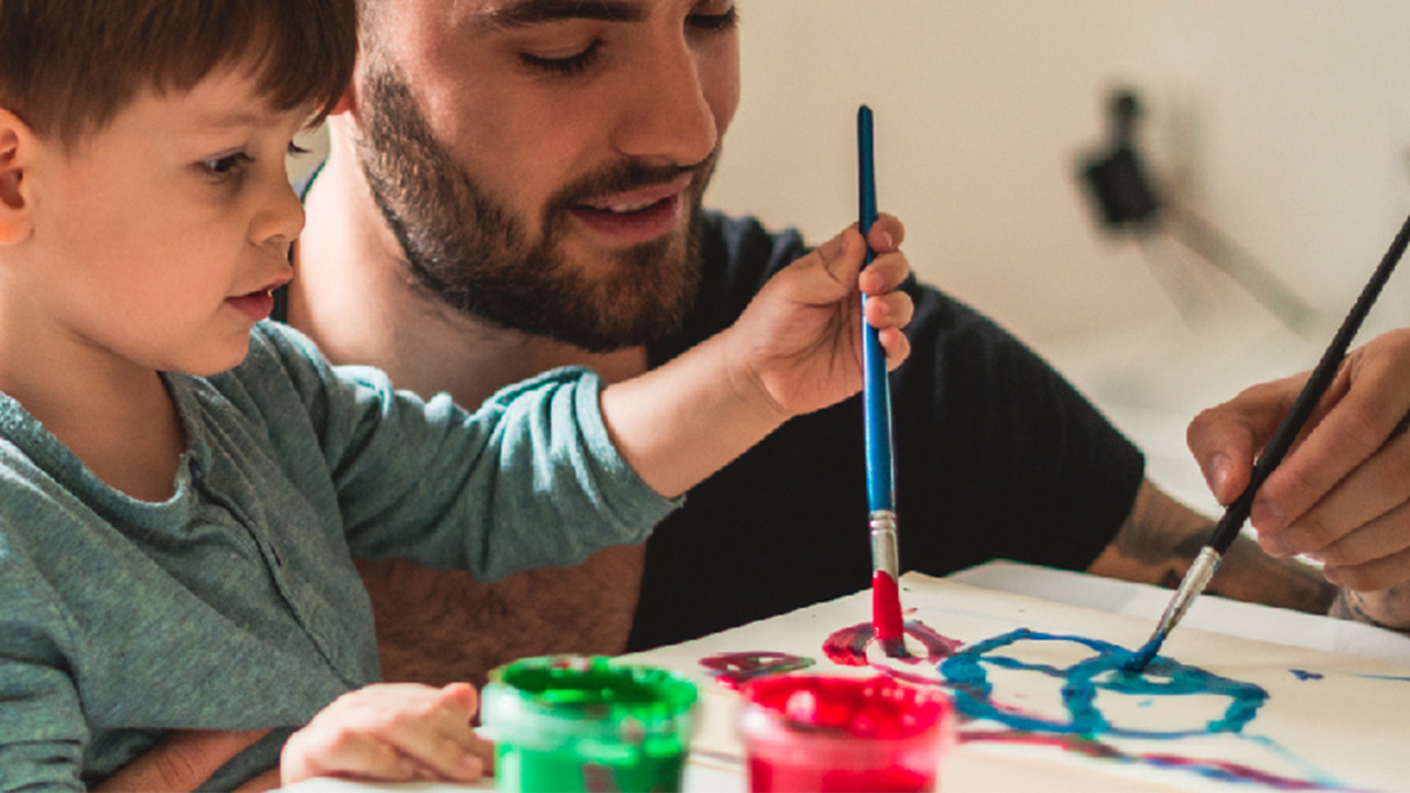 Pintura de padre e hijo