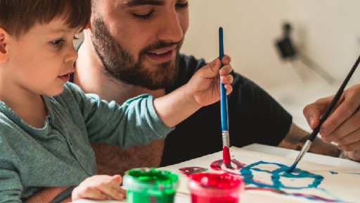 Pintura de padre e hijo