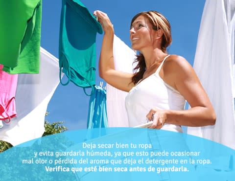 Mujer recoge en cesta, la ropa seca de las cuerdas