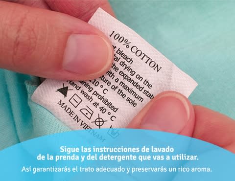 Etiqueta con instrucciones de lavado